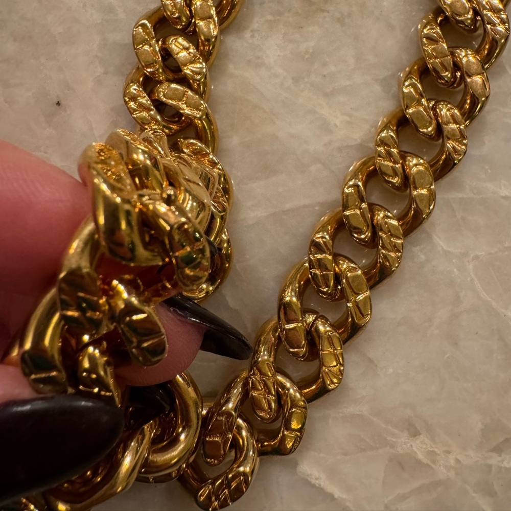 Celine Gold Cuban Link Necklace Statement Piece - Picture 3 of 8